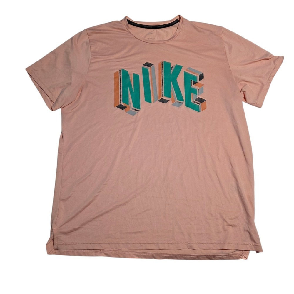 NIKE Pro Dri-Fit Hyper Dry T-Shirt Short‎ Sleeve Gym Training Pink Mens Large